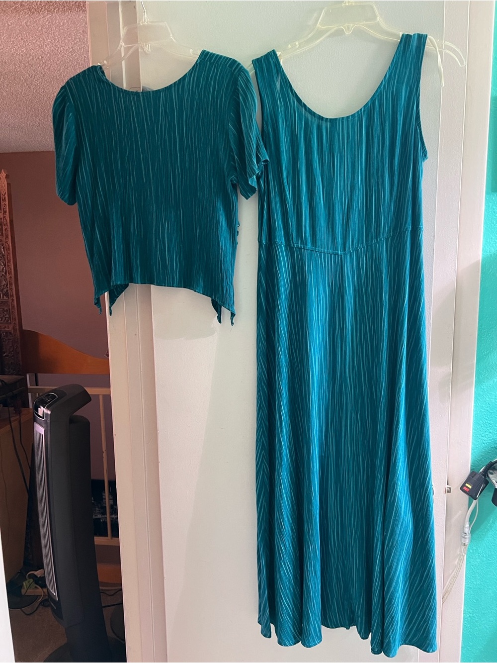 Dress Rabbit Rabbit Rabbit Designs Teal Pleated 2-Piece Short-Sleeve (Tank Dress - Picture 5 of 8